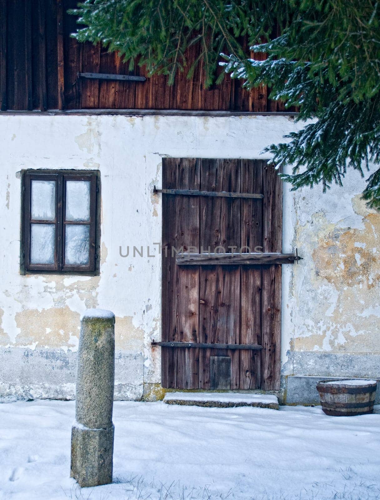 Rural Entry with wooden door, taken in austria