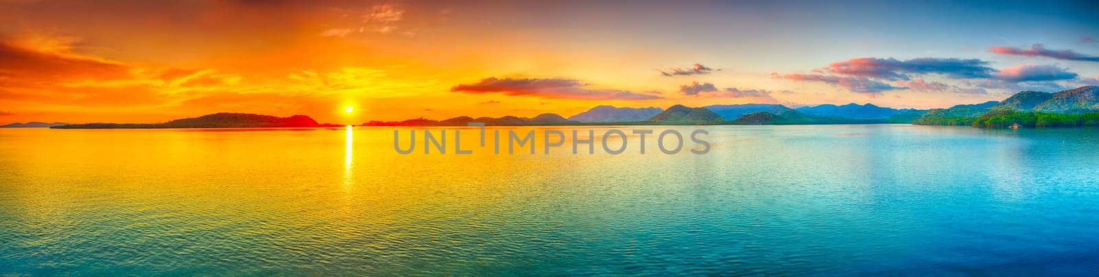 Sunrise over the sea.  Panorama