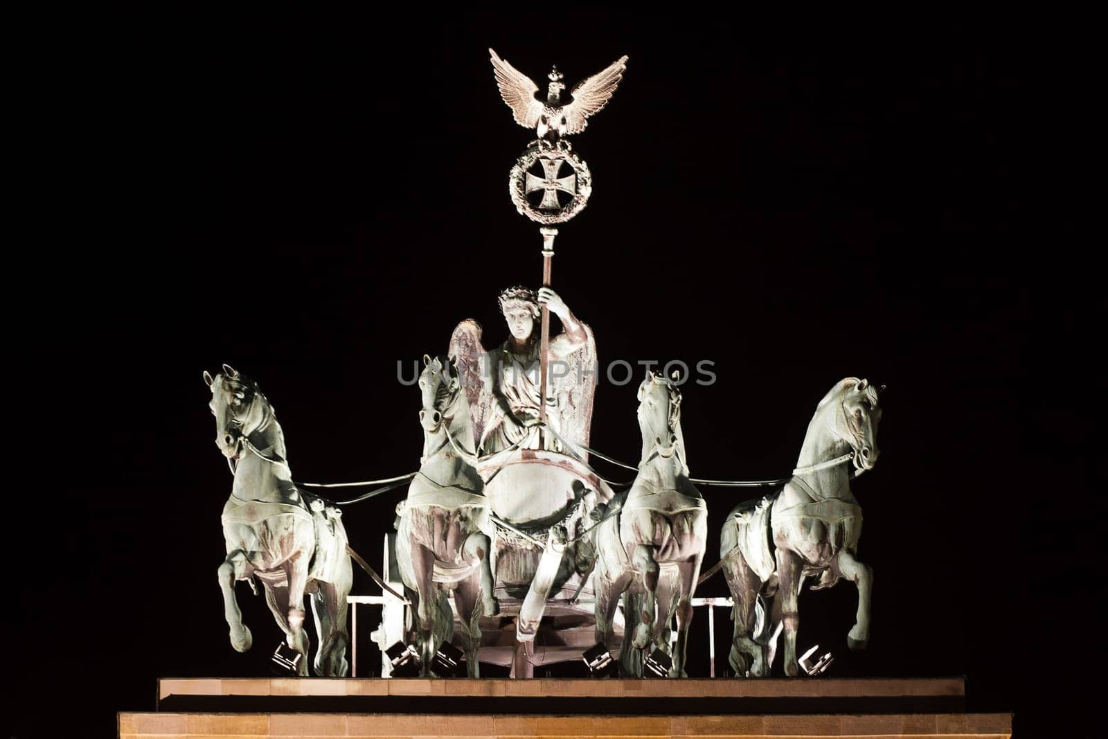 chariot Brandenburg Gate by night in berlin germany