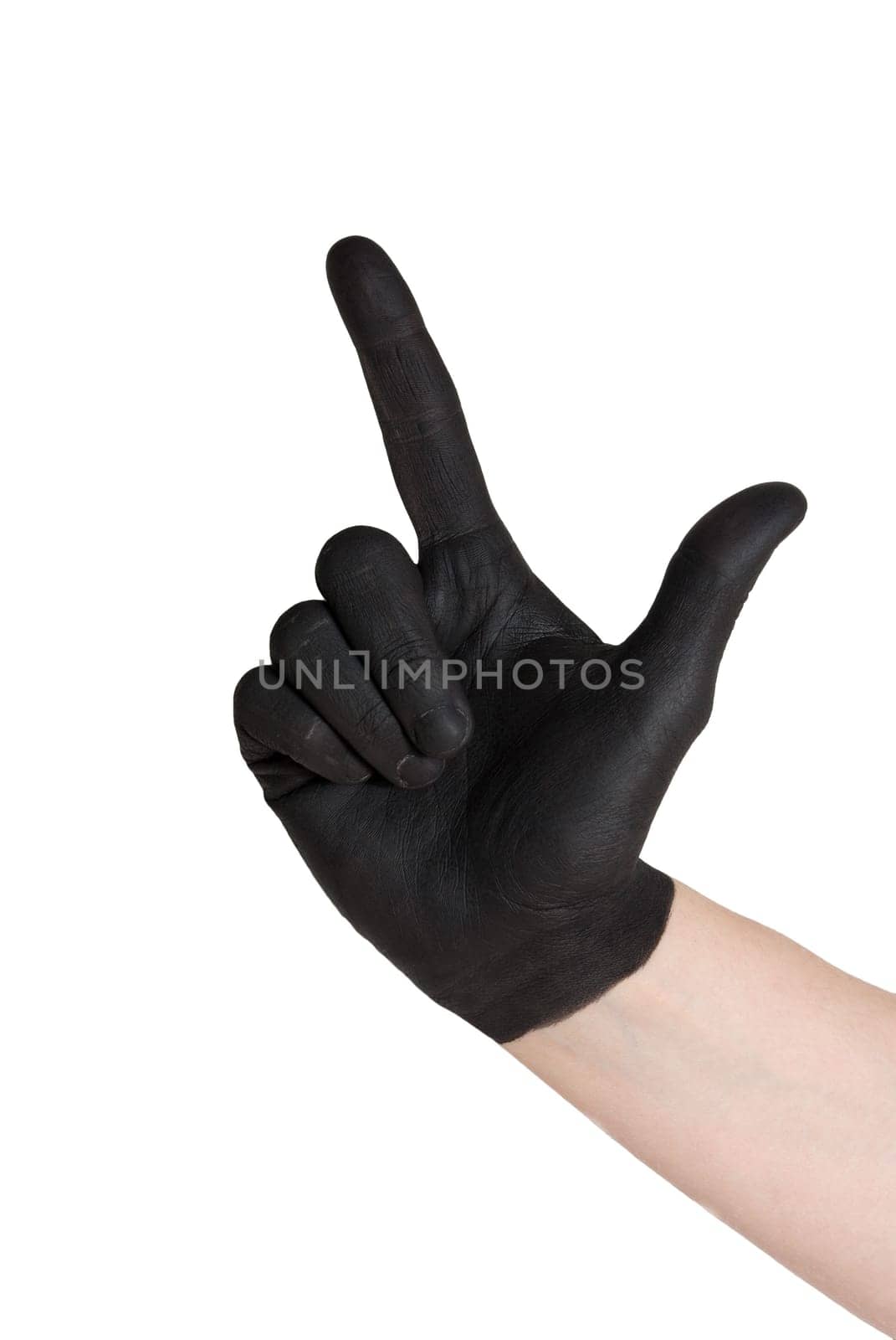 a black painted hand showing a check mark gesture