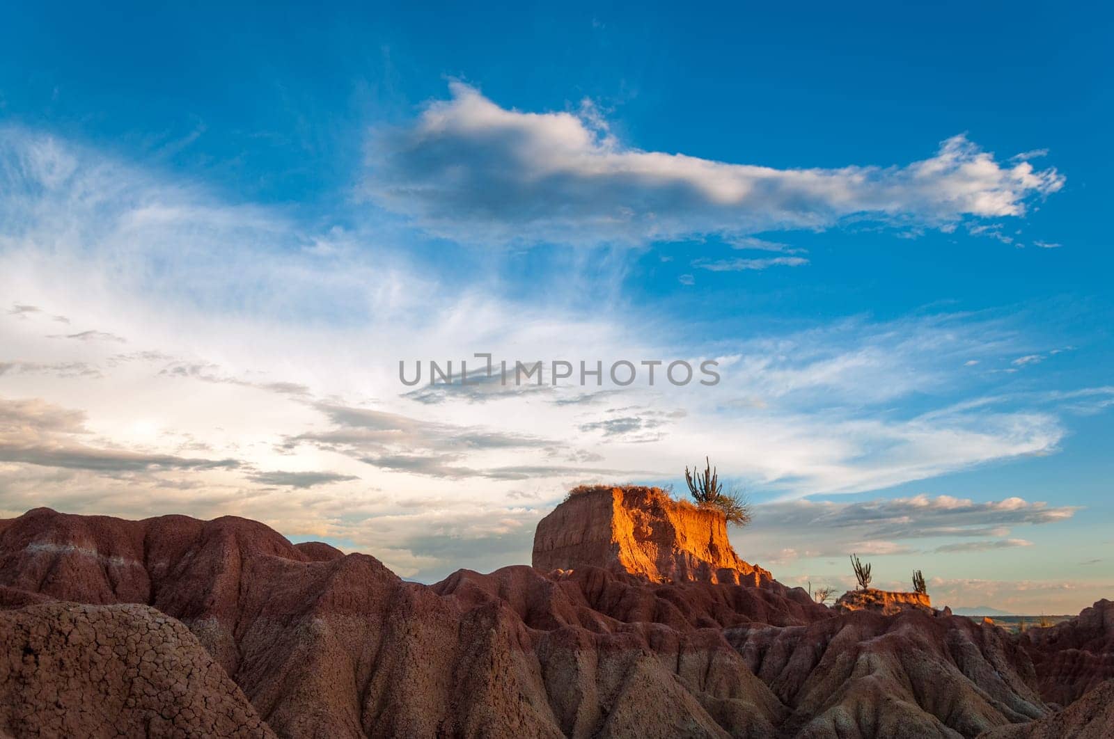 Small mesa landscape in Tatacoa desert in  Huila, Colombia