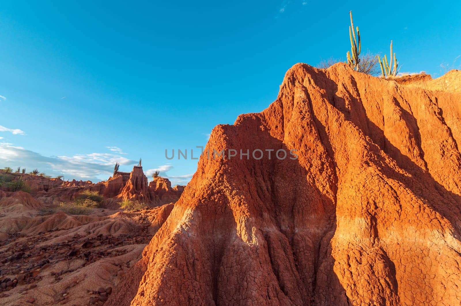 Stunning view of red desert valley in Tatacoa desert in Huila, Colombia