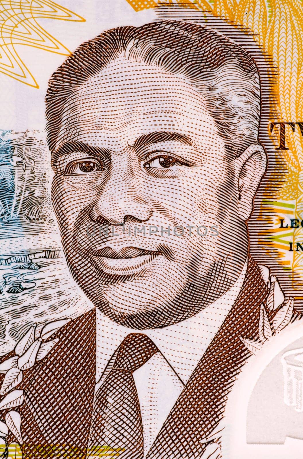Malietoa Tanumafili II (1913-2007) on 2 Lua Tala 2003 Banknote from Samoa. Samoan head of state during 1962-2007.