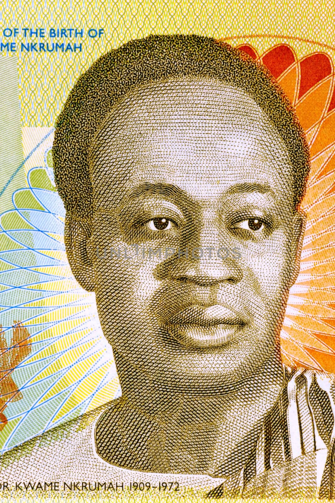 Kwame Nkrumah (1909-1972) on 2 Cedis 2010 Banknote from Ghana. Leader of Ghana and its predecessor state, the Gold Coast, during 1951-1966.