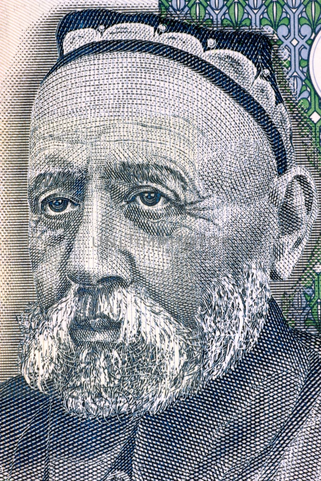 Sadriddin Ayni (1878-1954) on 5 Somoni 2000 Banknote from Tajikistan. Tajikistan's  national poet and one of the most important writers in its history.