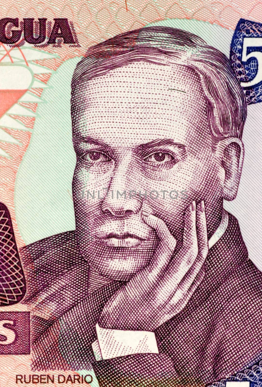 Ruben Dario (1867-1916) on 500 Cordobas 1985 Banknote from Nicaragua. Nicaraguan poet.