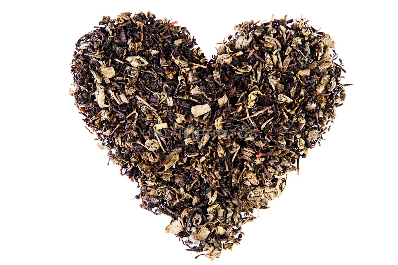 Heart shape from tea leaves