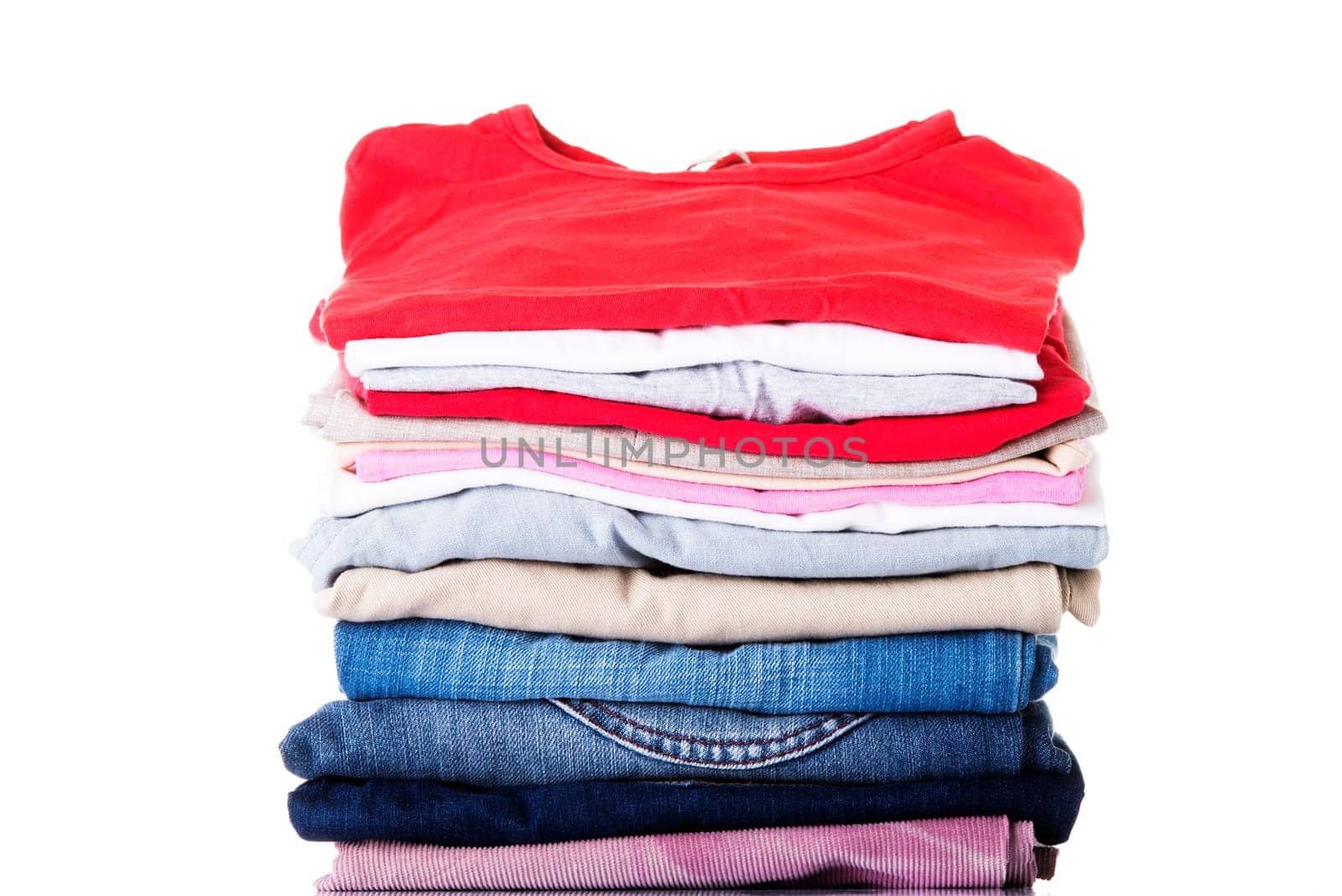 Stack of clothing isolated on white