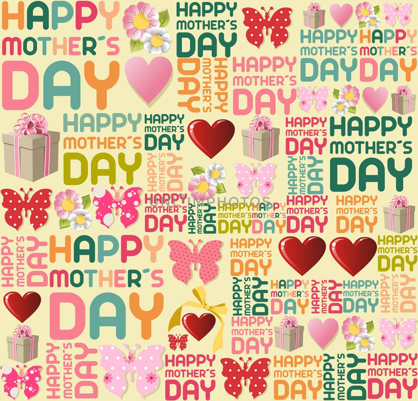 Happy mother Day seamless pattern background. Vector file layered for easy manipulation and coloring.