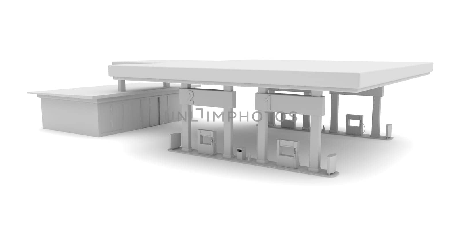 3d rendered image of project for petrol station