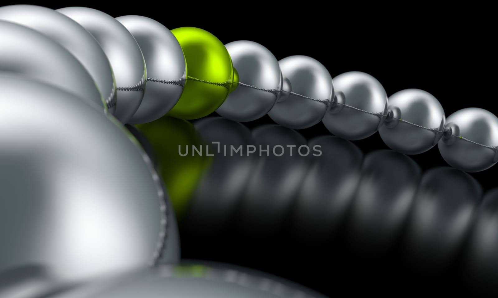 3D Balls in a Circle - Green Silver 03