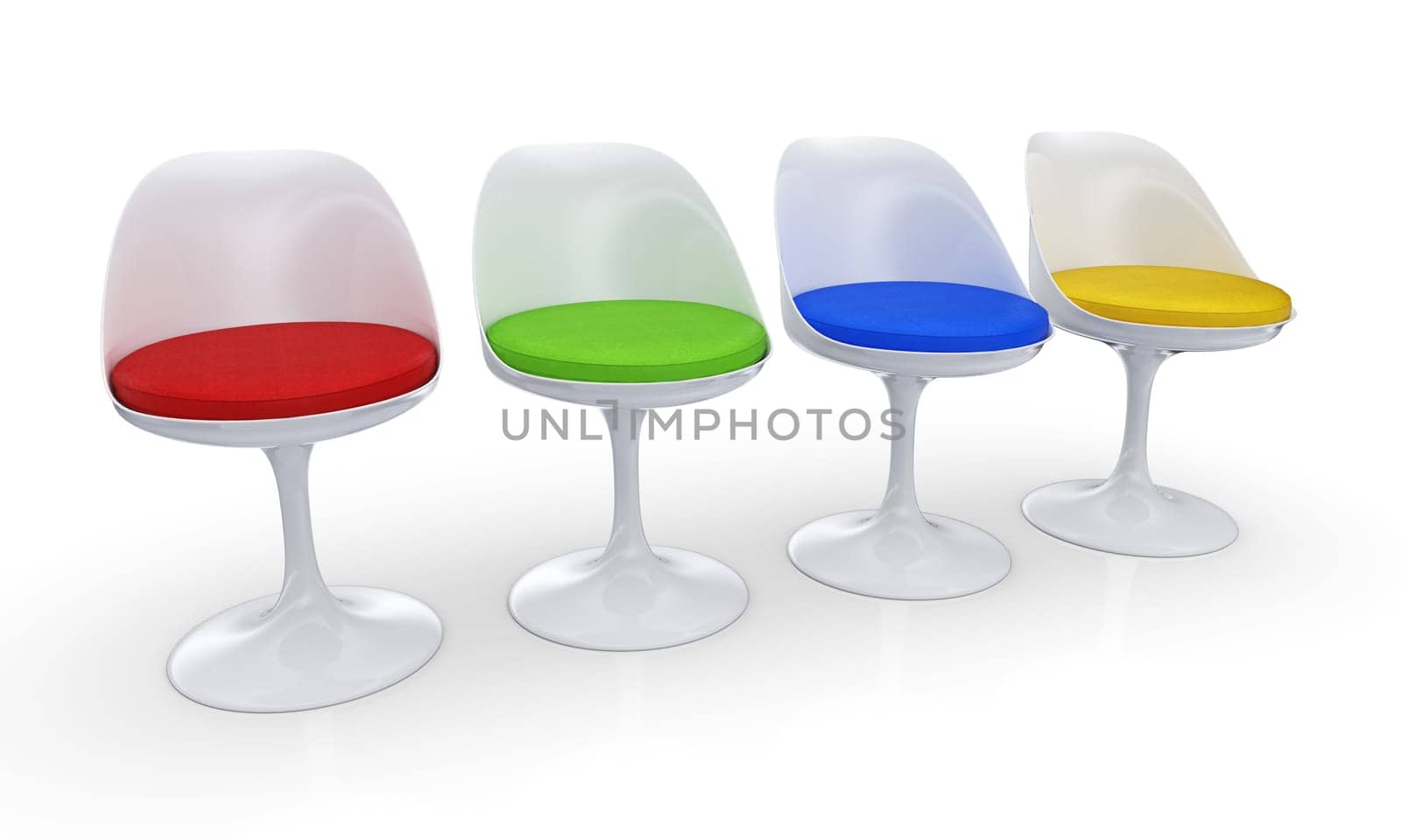 Colorful retro chairs in row 1