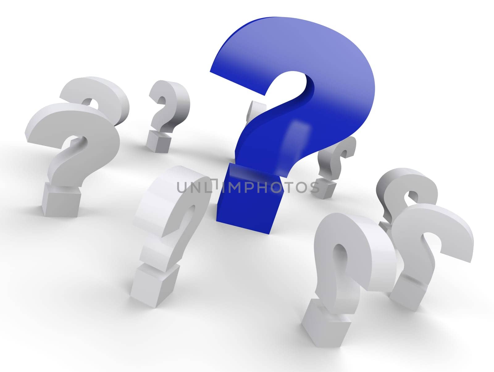 Blue 3D question mark surrounded