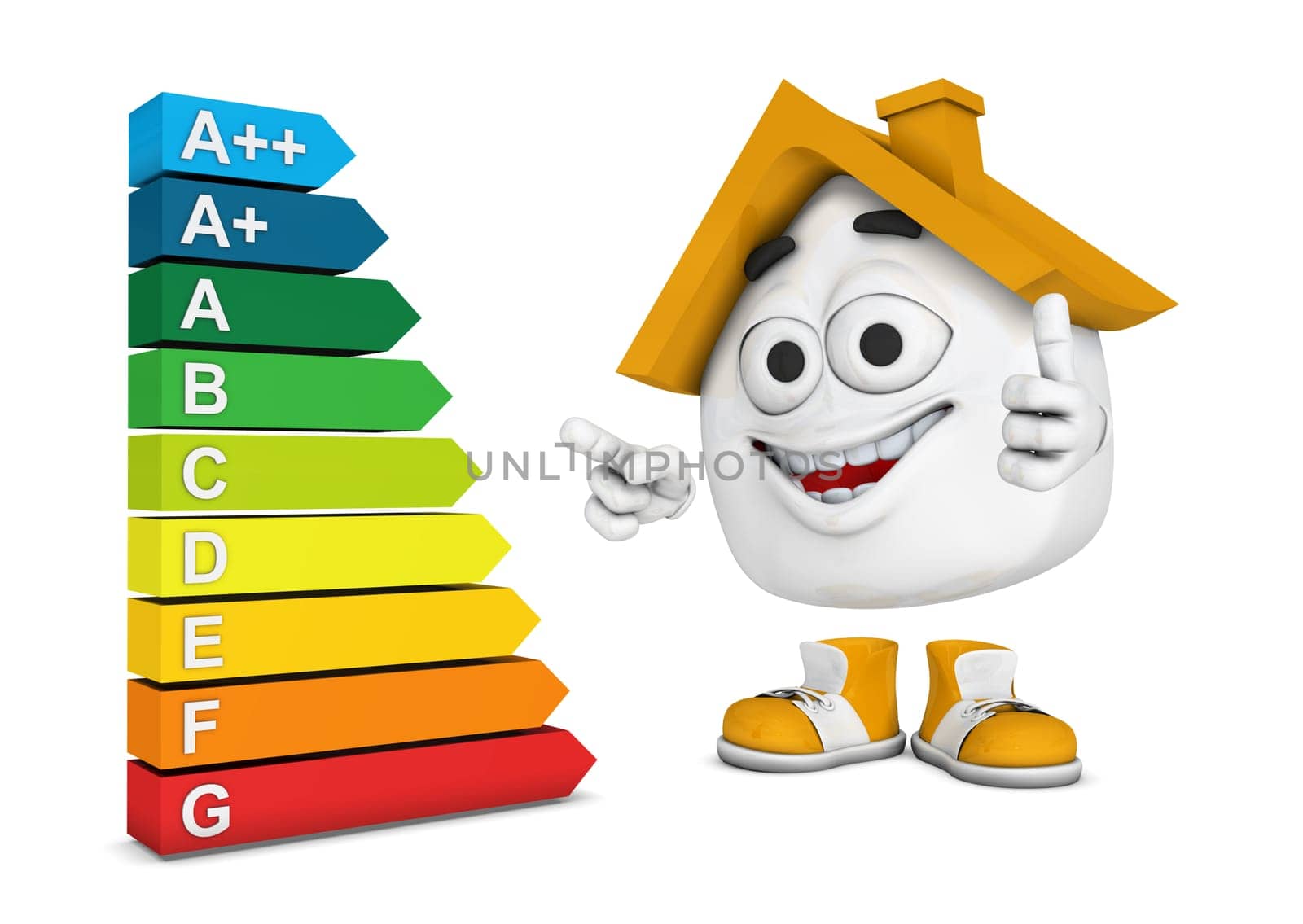 Small 3D House Orange - Super Energy Efficiency