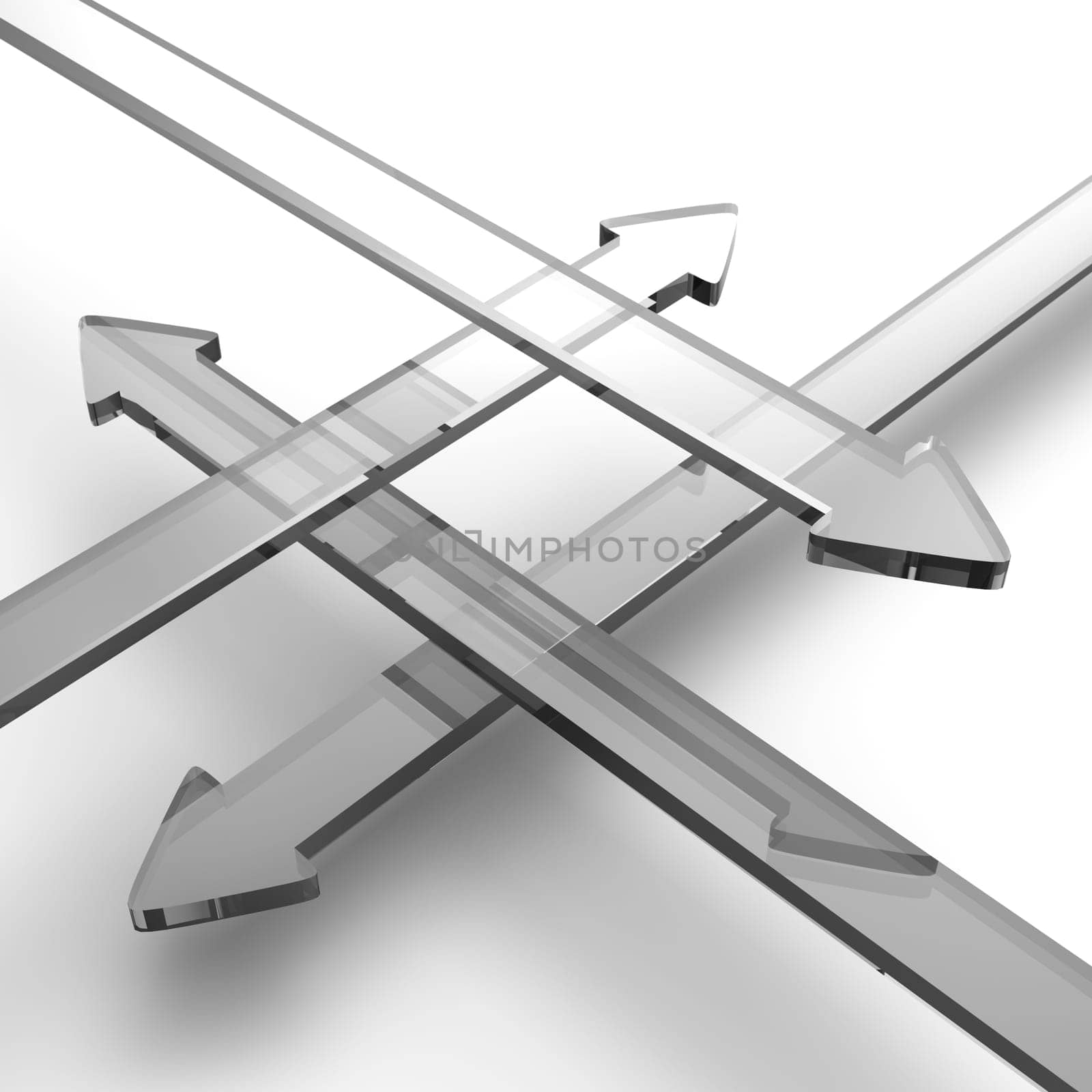Transparent 3D Glass Arrows in Four Directions 3