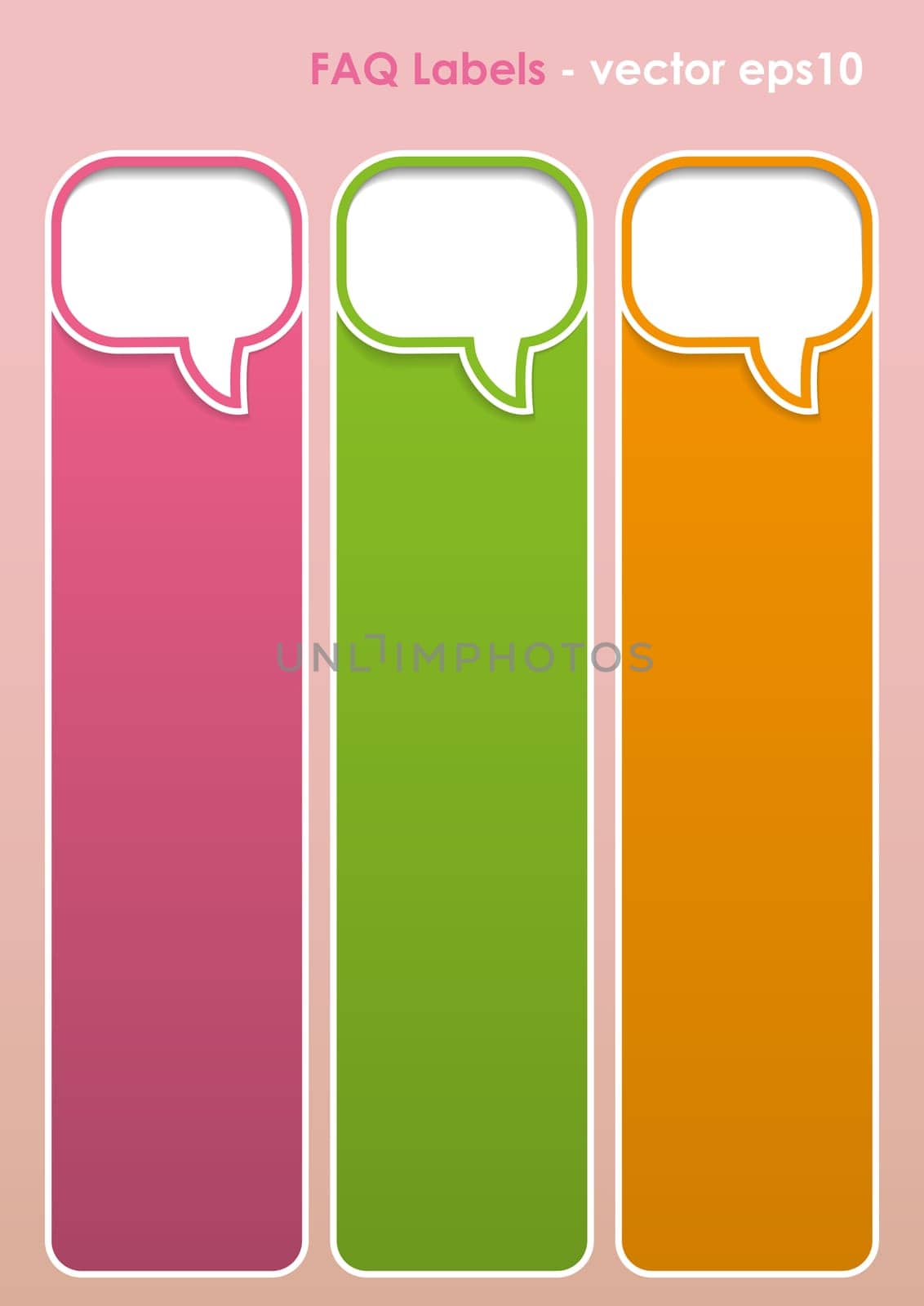 Multicolored FAQ Labels with shapes. Eps 10 vector file.