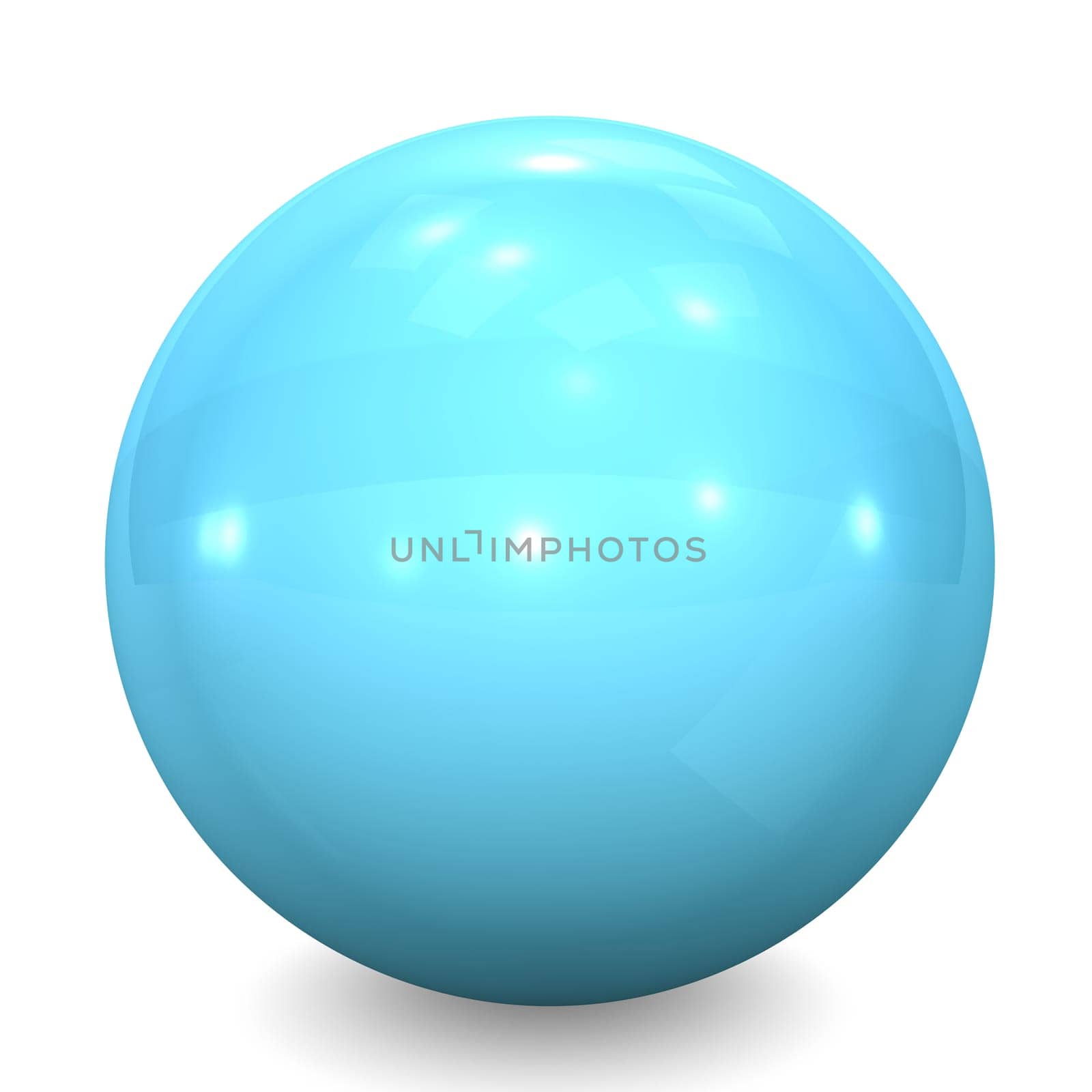 Blue glass crystal ball on the white background.