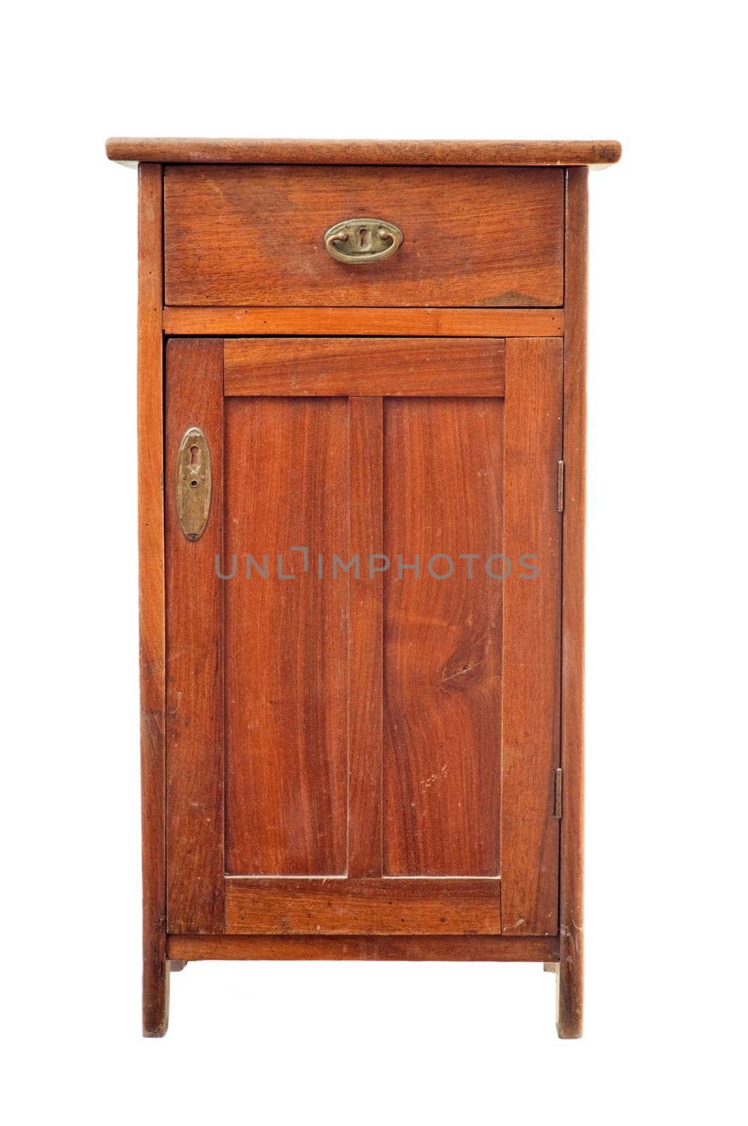 Old wooden cabinet isolated on white