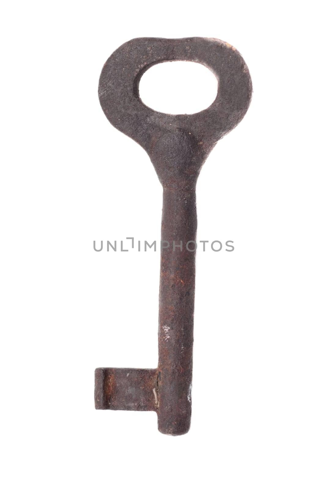 Old metal key isolated on white background