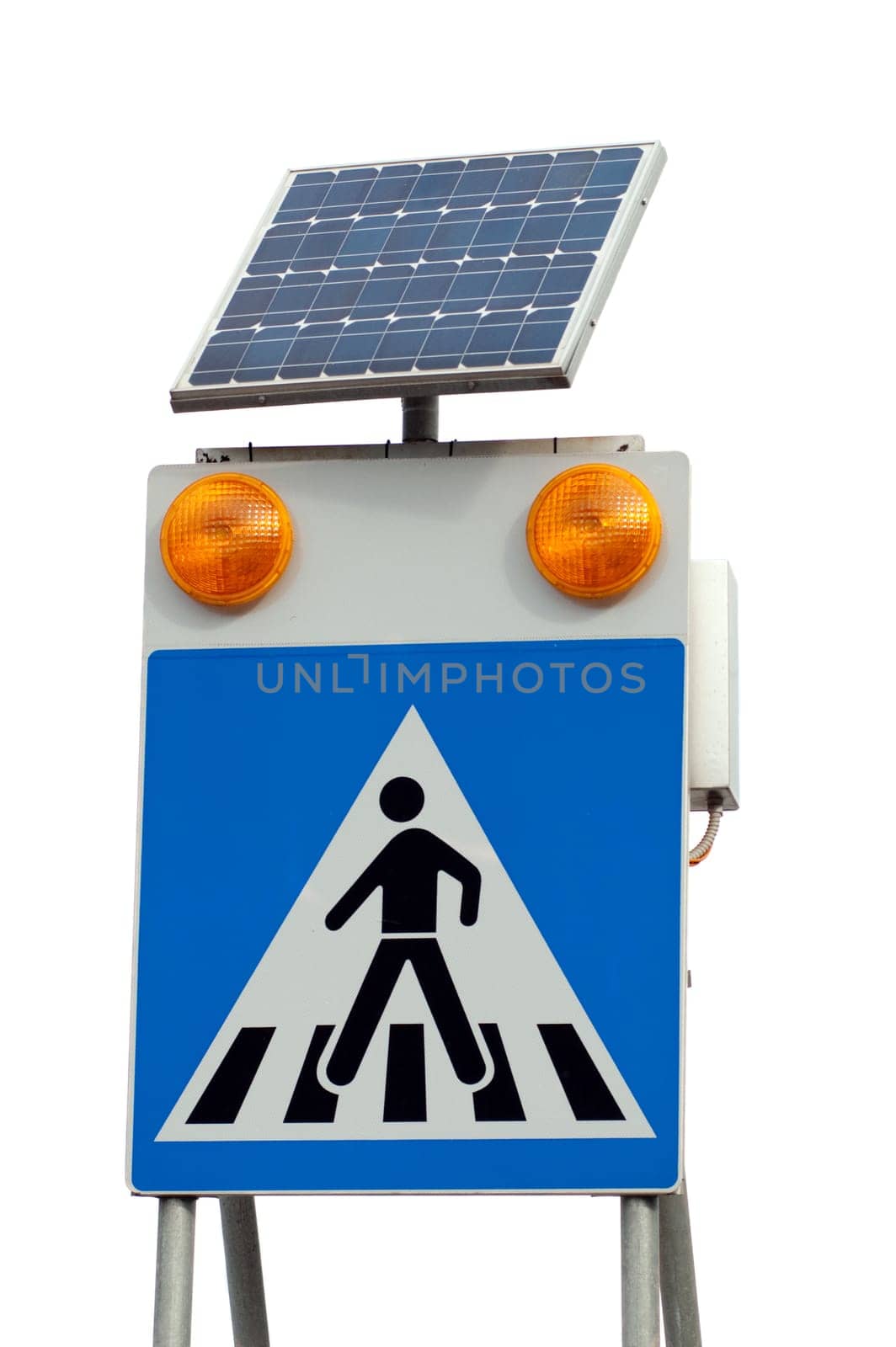Flashing sign powered by a solar battery
