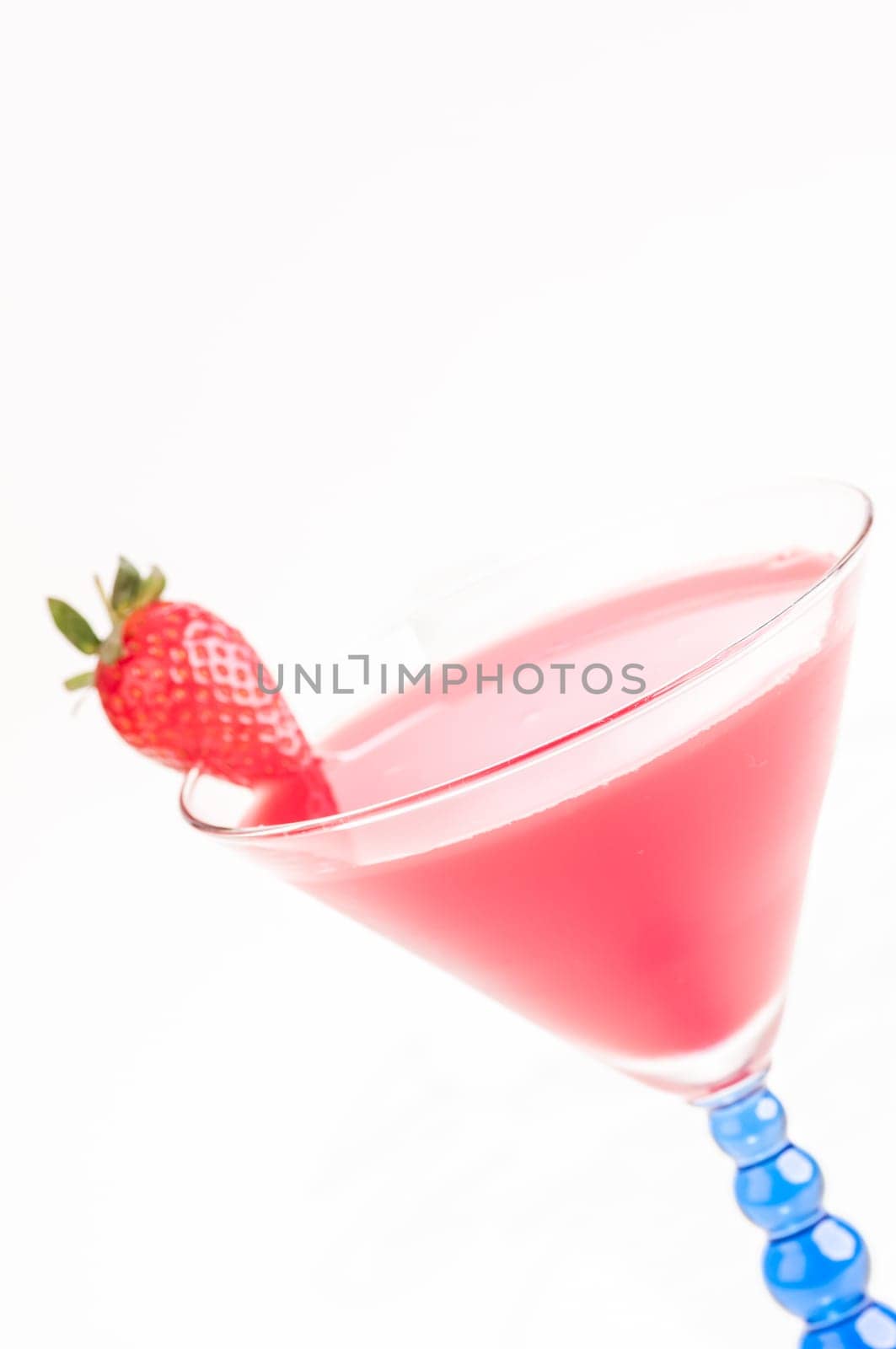 Strawberry Daiquiri made of rum, lemon juice, fresh strawberry juice and garnished with a strawberry