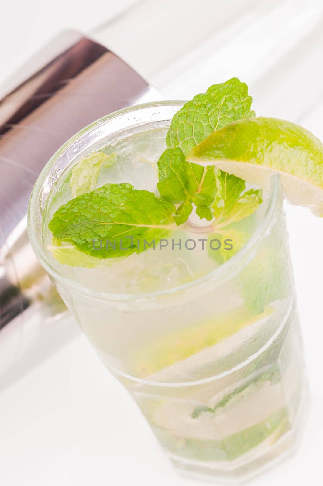 Mojito a Cuban cocktail made with cuban rum, lime, sugar and a splash of soda