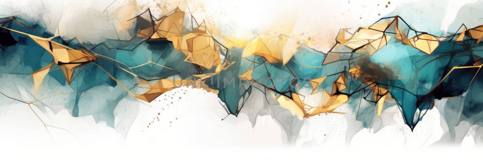 Abstract watercolor artwork mixed with buzzy geometric shapes for background of social media banner generative AI image