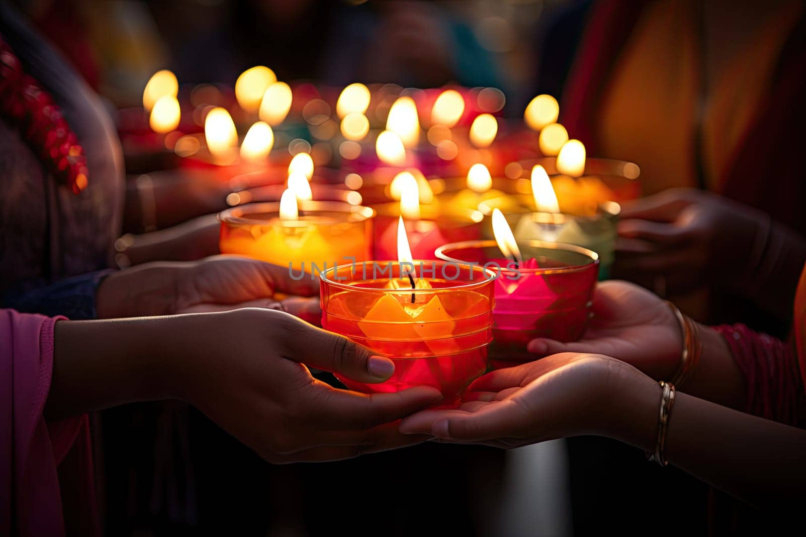 a group of people holding candles in their hands by golibtolibov