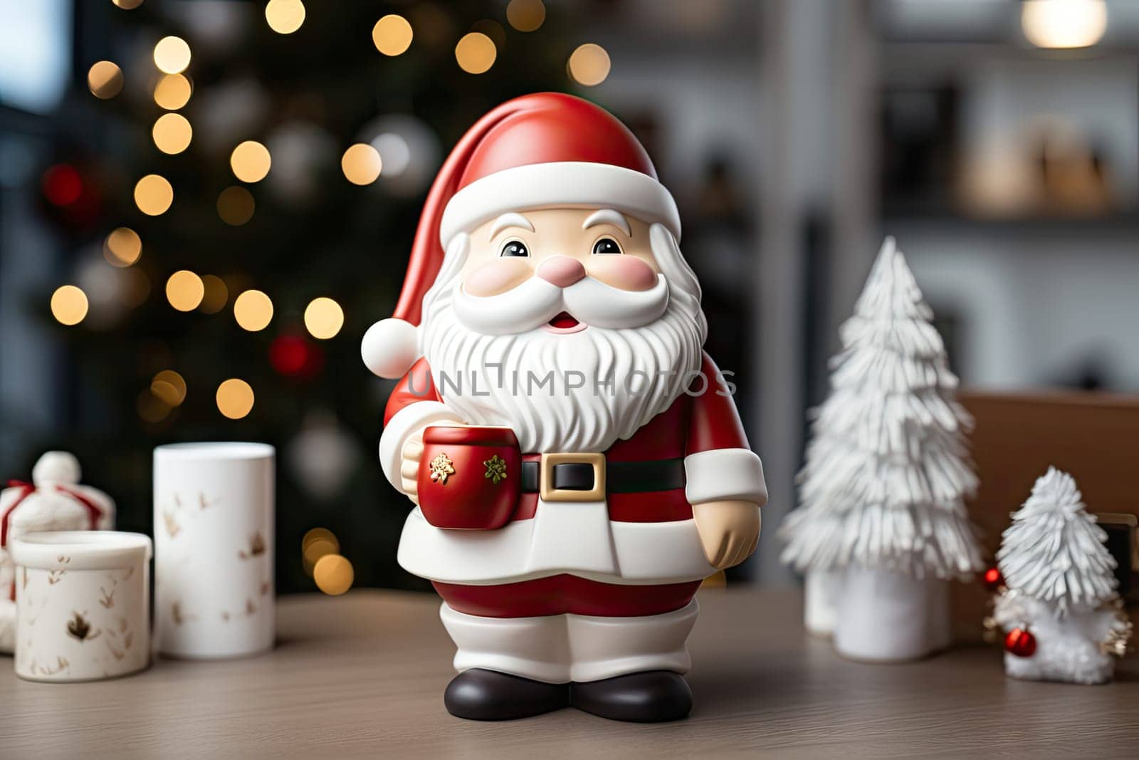 a santa claus figurine holding a cup by golibtolibov