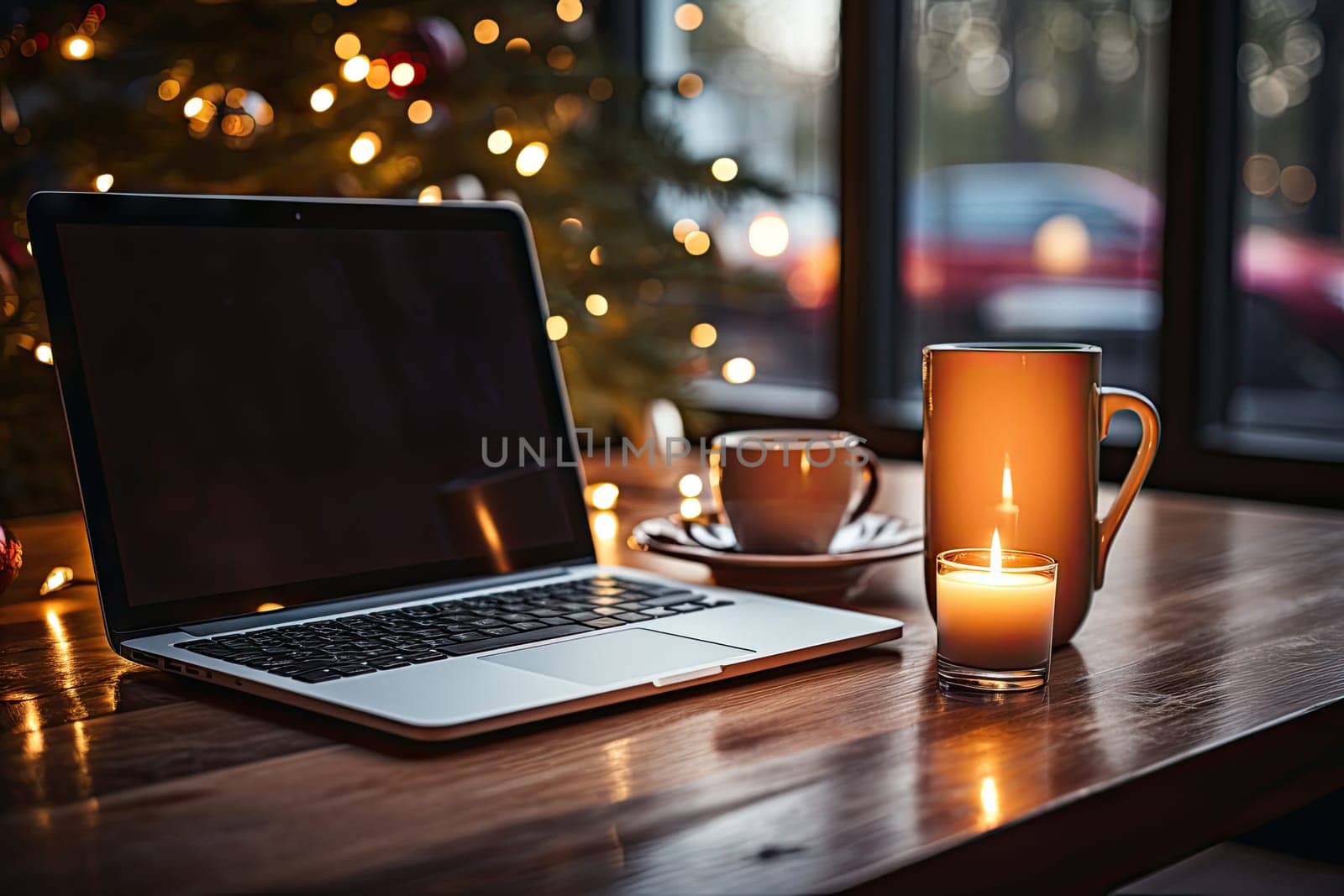 a laptop computer on a desk next to a candle by golibtolibov