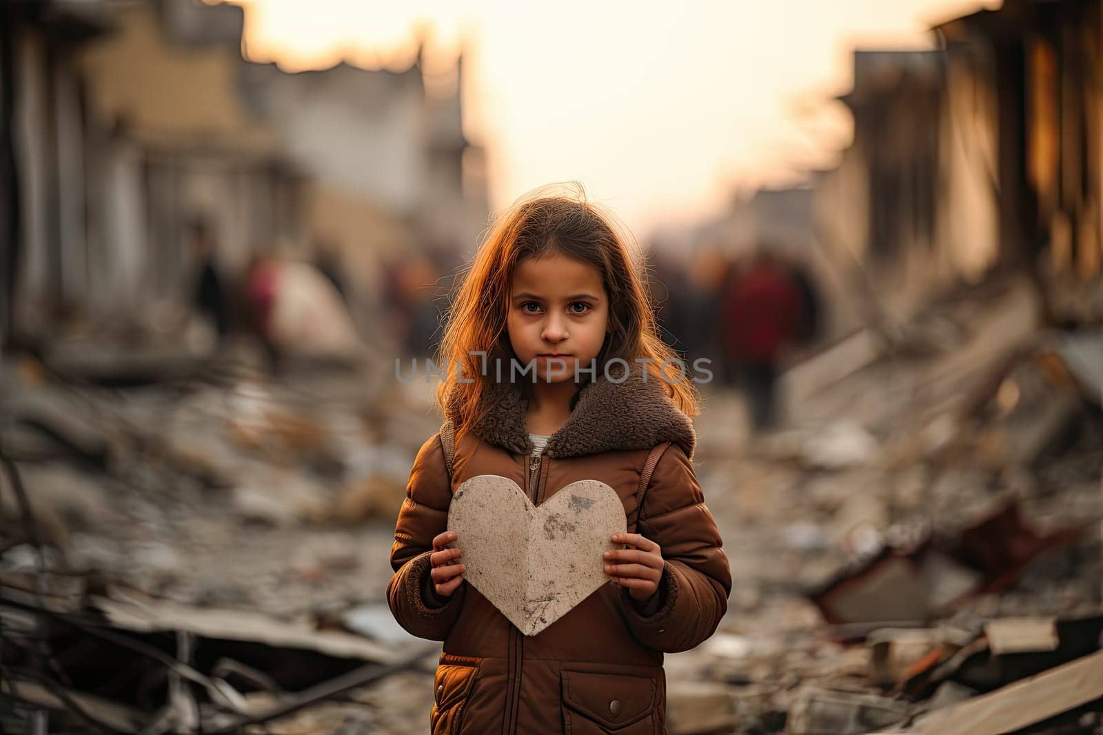 a little girl holding a heart shaped piece of paper by golibtolibov