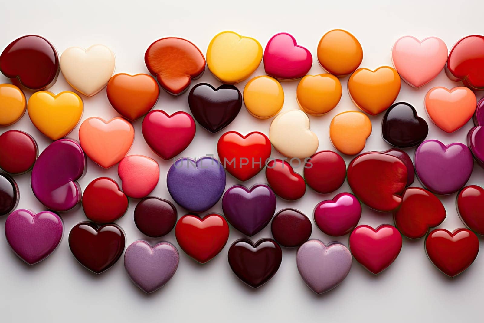 many different colored hearts on a white background for valentine's day or other occasions to celebrate the love in your life