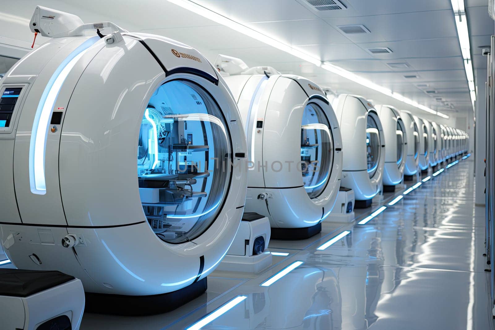 a row of underwater mri machines in a laboratory by golibtolibov