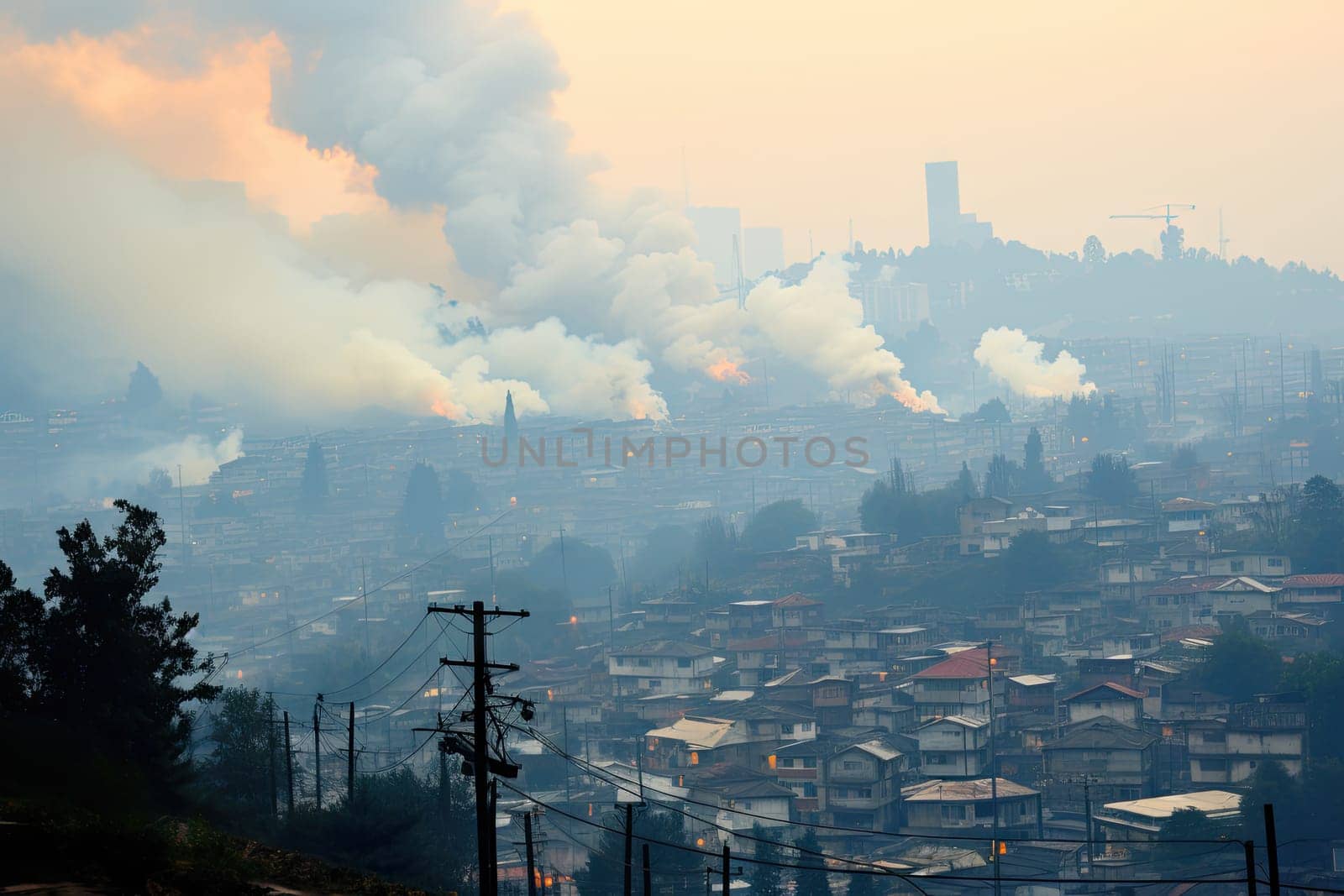 a city shrouded in smoke and smokestacks by golibtolibov