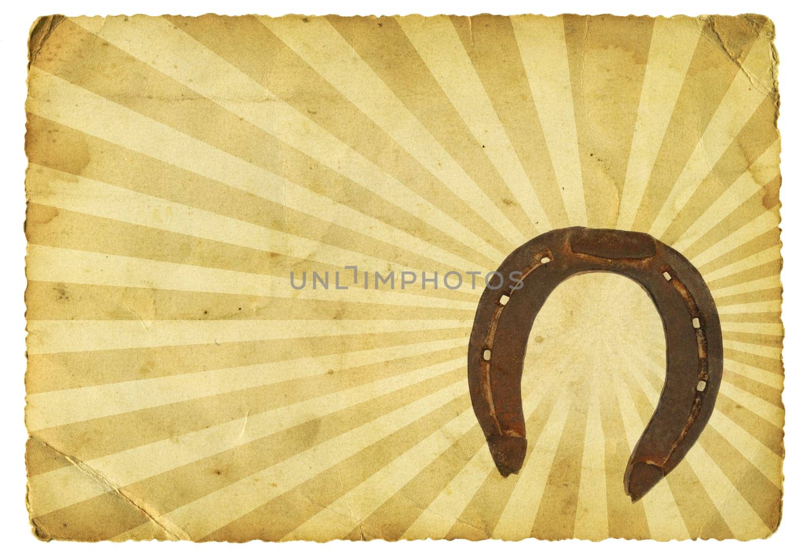 Retro paper with horseshoe isolated on white