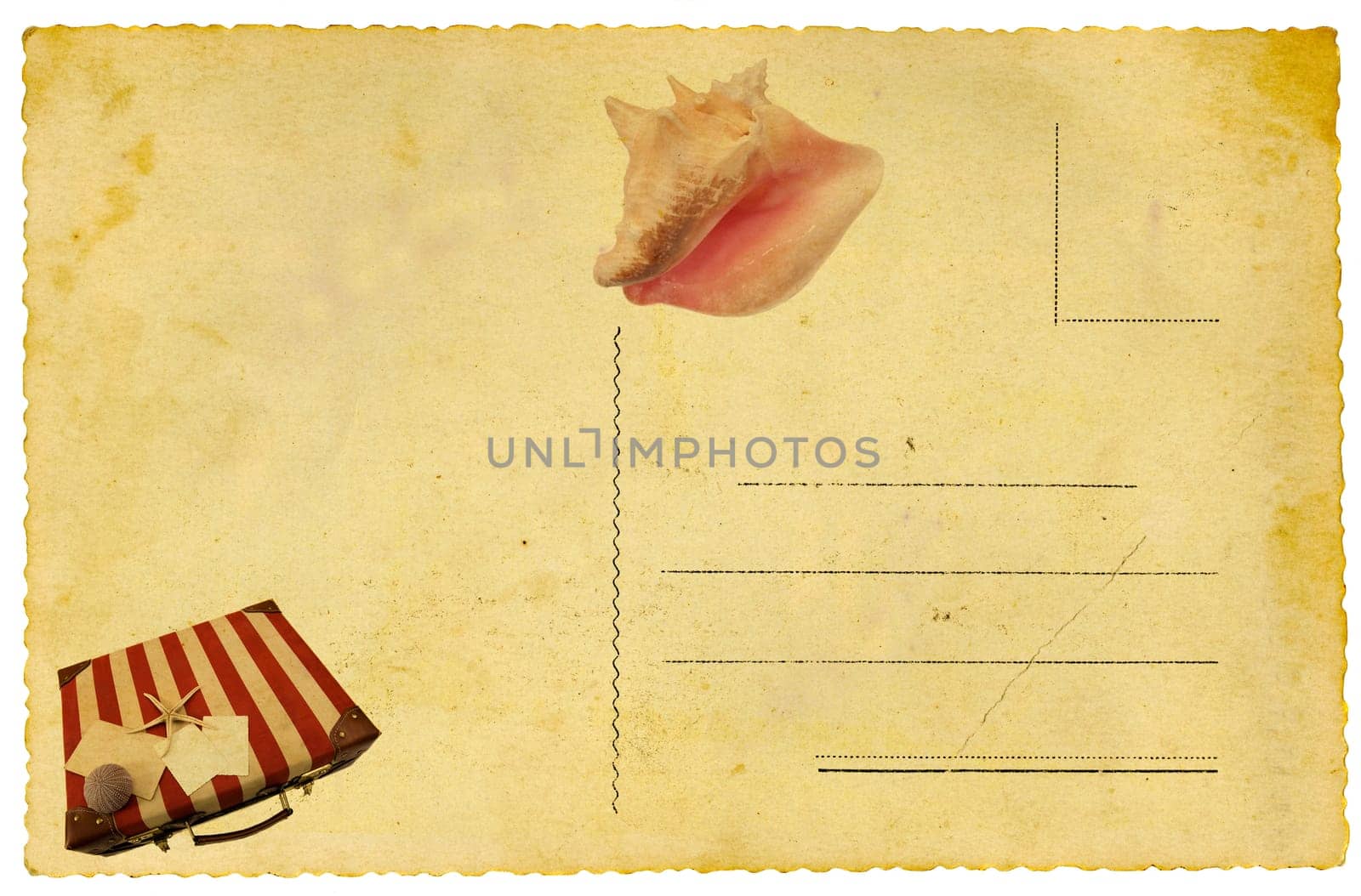 Summertime postcard isolated on white