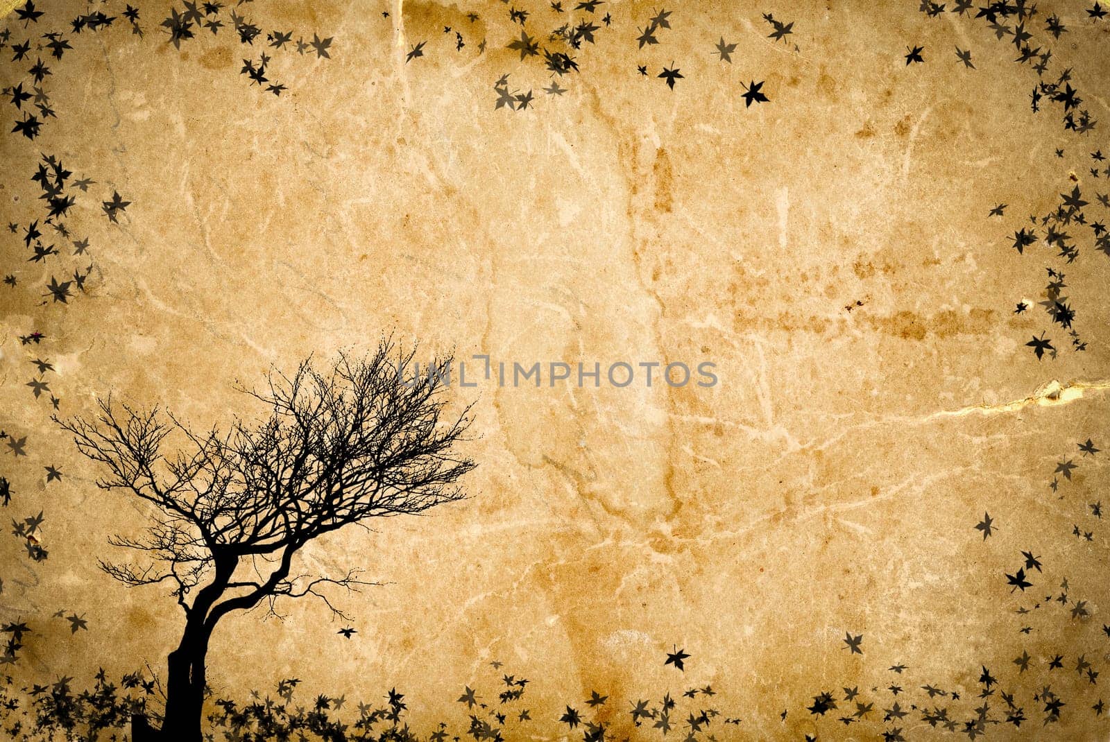 Tree illustration on vintage paper background