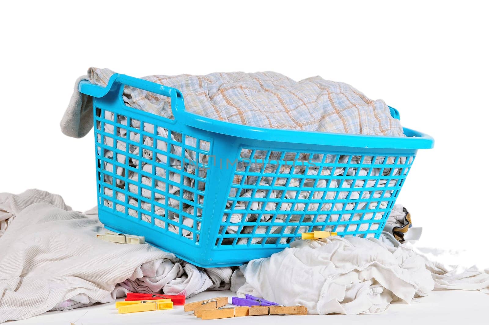 Laundry basket with clothes