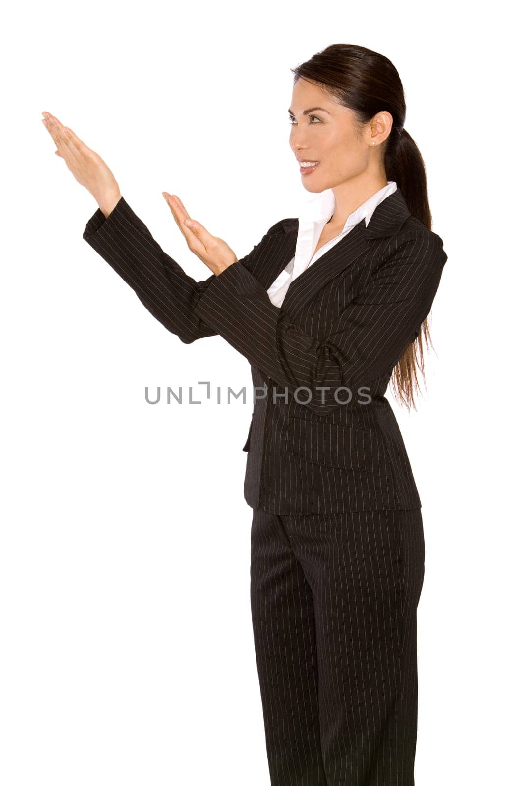 pretty asian wearing business outfit on white background