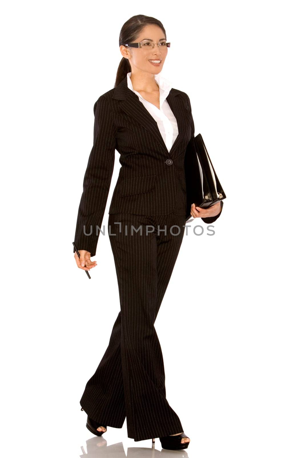 pretty asian wearing business outfit on white background