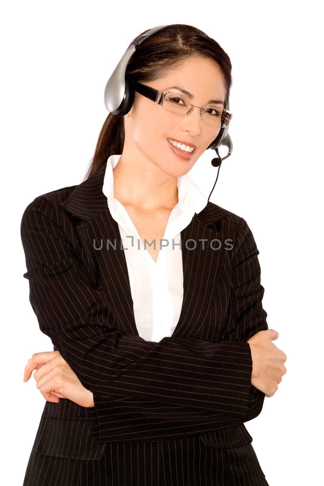 pretty asian wearing business outfit on white background