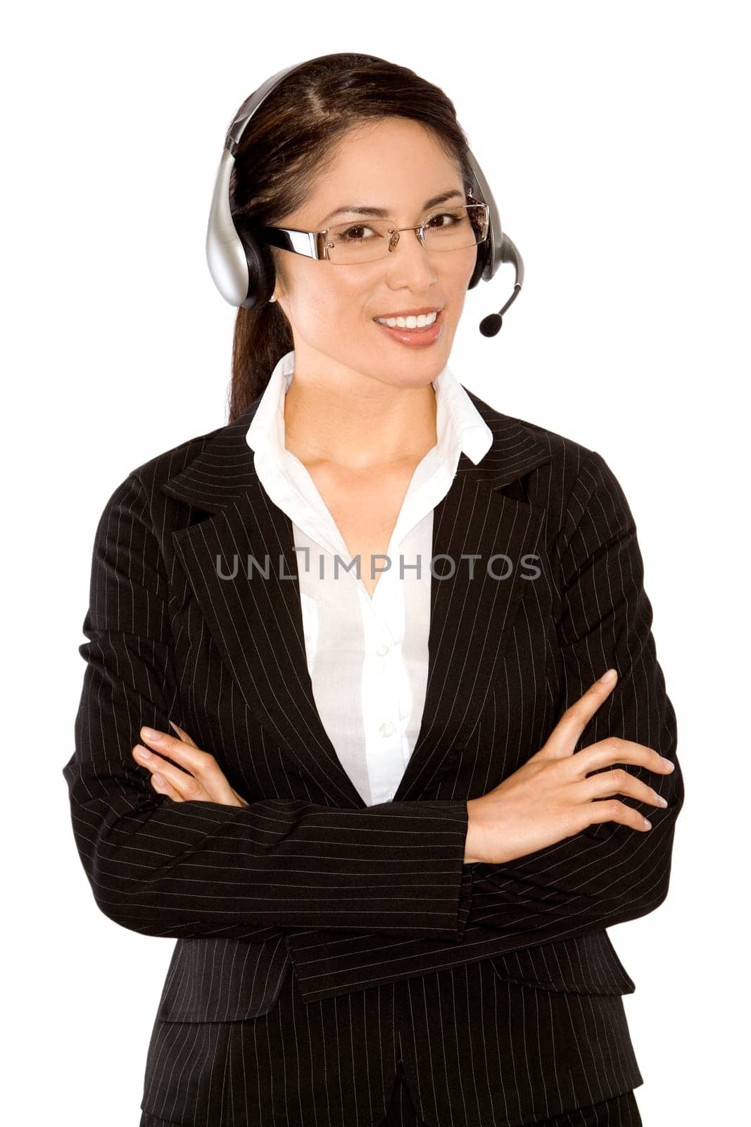 pretty asian wearing business outfit on white background