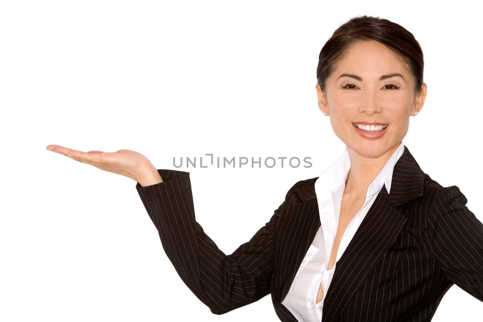 pretty asian wearing business outfit on white background