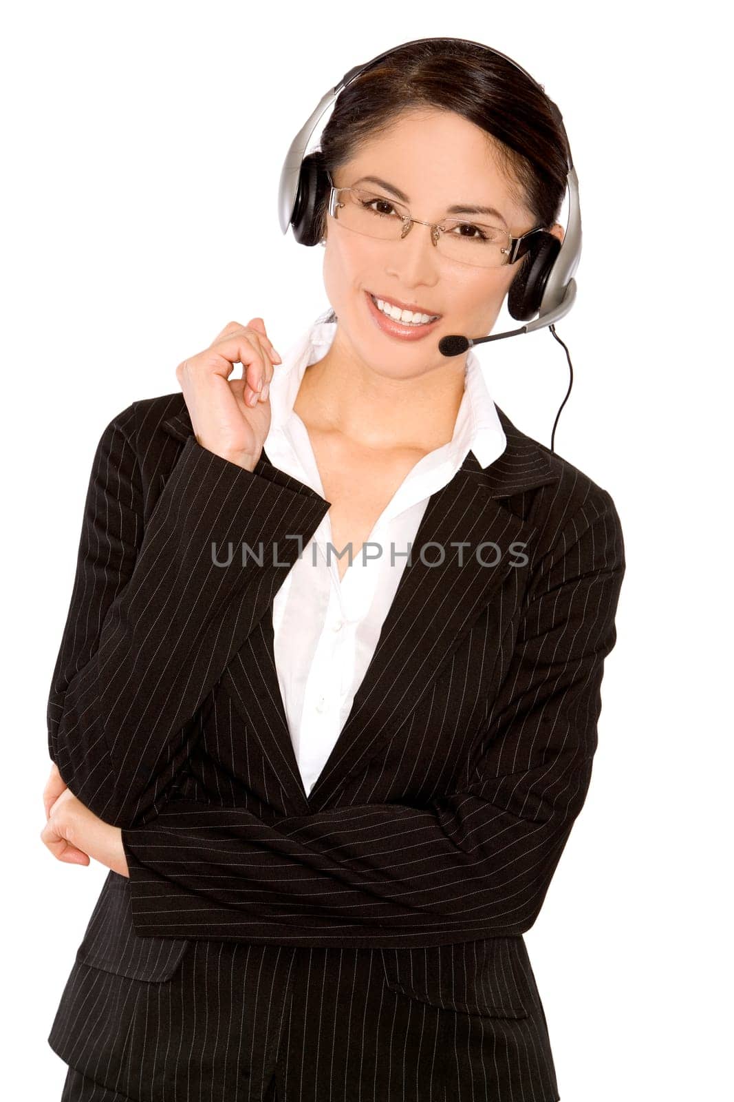 pretty asian wearing business outfit on white background