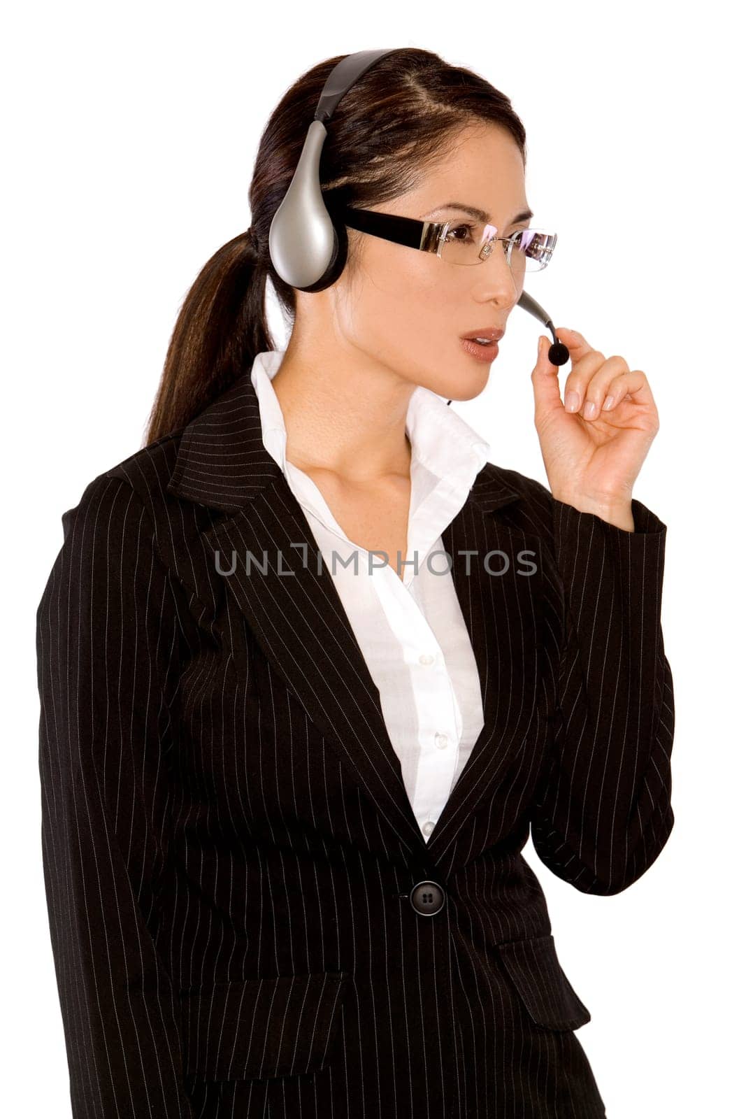 pretty asian wearing business outfit on white background