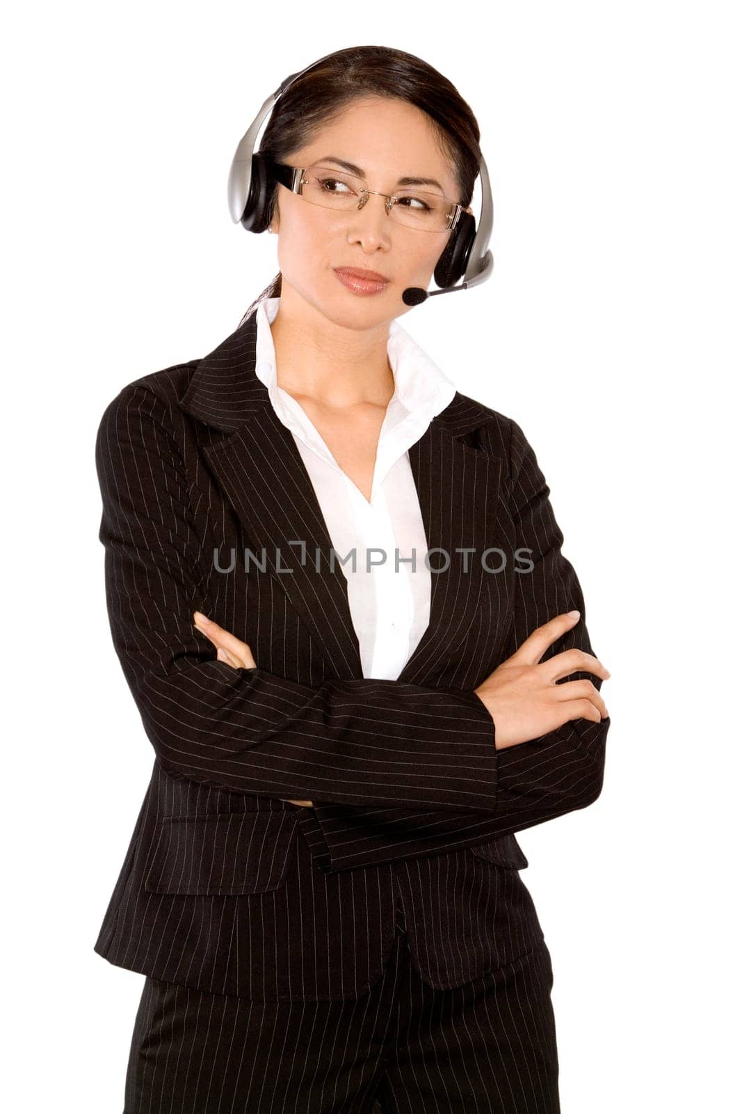 pretty asian wearing business outfit on white background