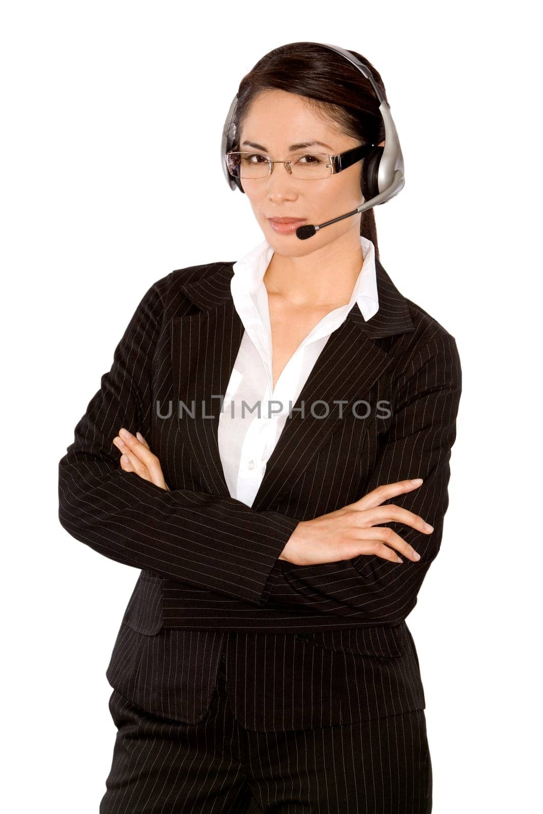pretty asian wearing business outfit on white background