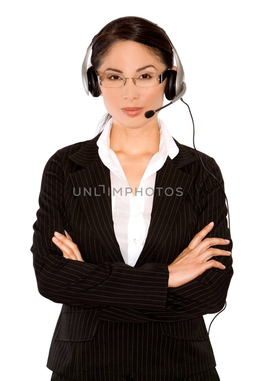 pretty asian wearing business outfit on white background