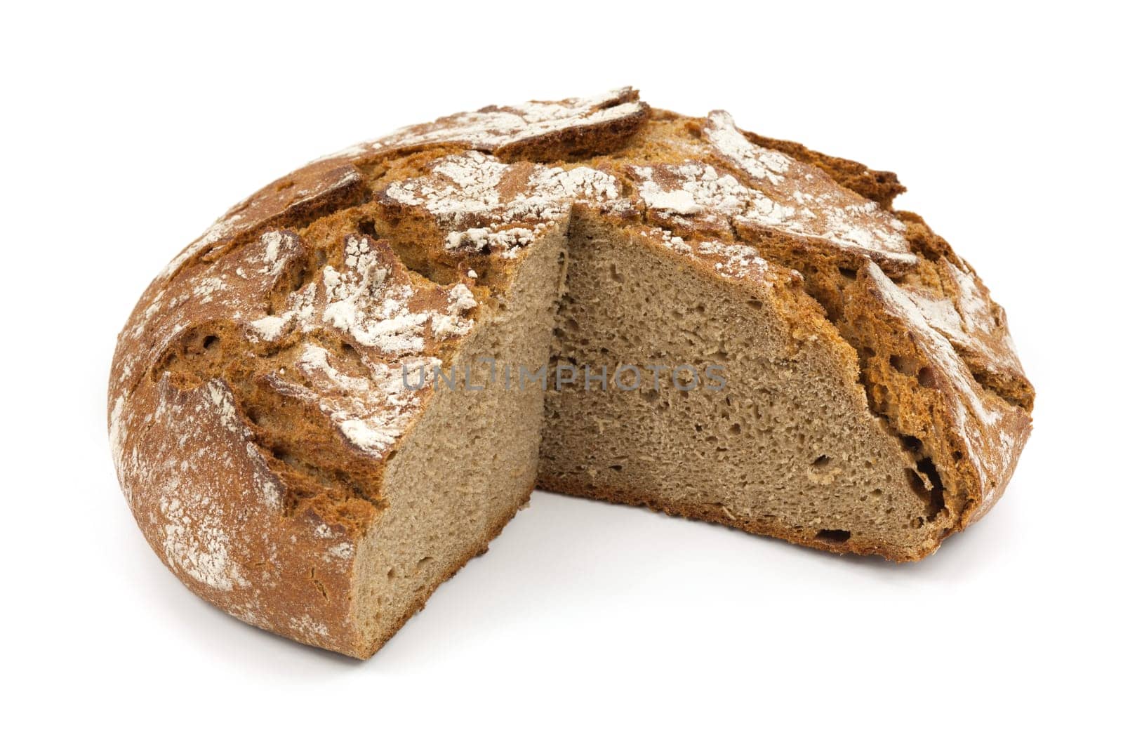 Bread,close-up of a loaf of bread against a white background