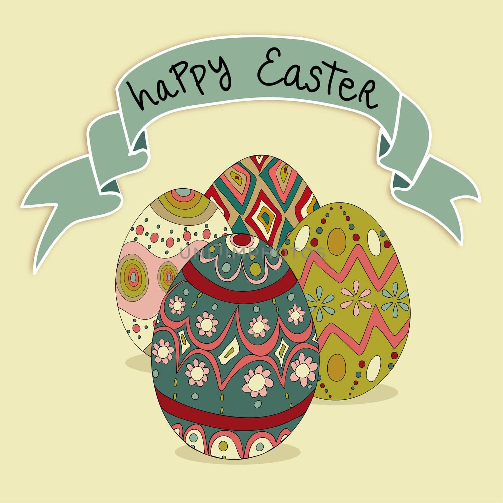 Happy Easter eggs greeting card background. Vector file layered for easy manipulation and customisation.